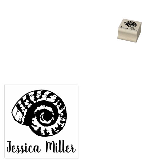 Gepersonaliseerde Seashell Klein Hout Rubberstempel (Gestempeld)