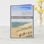 Gepersonaliseerde Seashore Beach 60ste verjaardag  Kaart (Gele Bloem)
