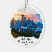 Gepersonaliseerde Seattle Ornament, Washington Gif Keramisch Ornament (Links)