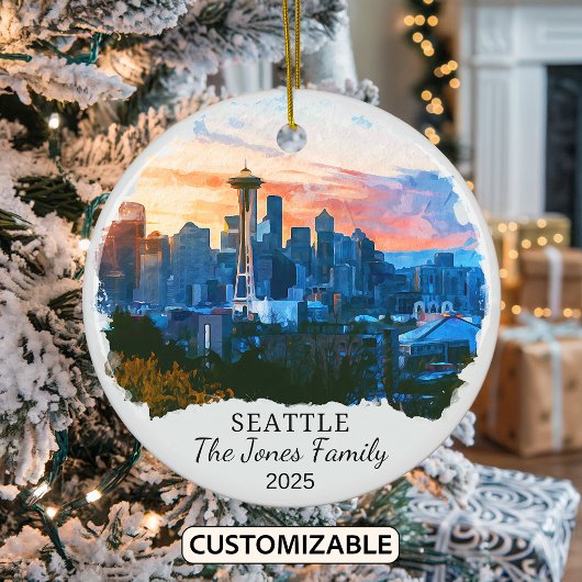 Gepersonaliseerde Seattle Ornament, Washington Gif Keramisch Ornament