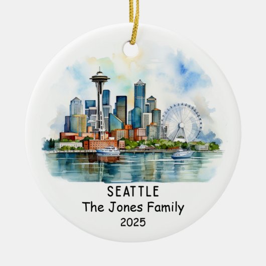 Gepersonaliseerde Seattle Ornament, Washington Keramisch Ornament (Voorkant)