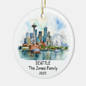 Gepersonaliseerde Seattle Ornament, Washington Keramisch Ornament (Links)
