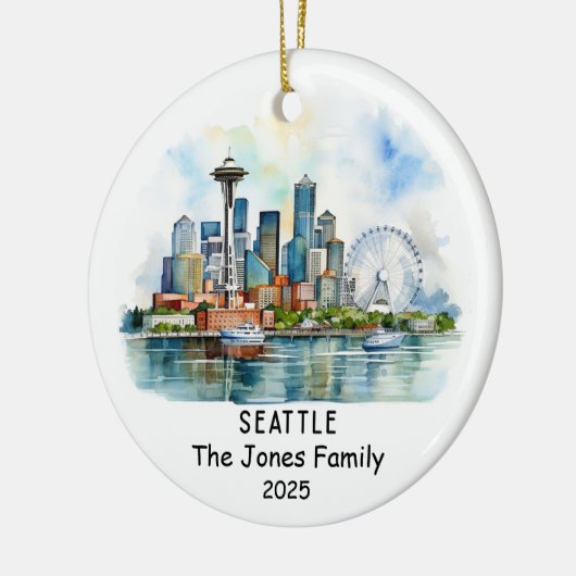 Gepersonaliseerde Seattle Ornament, Washington Keramisch Ornament (Links)