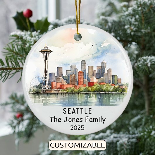 Gepersonaliseerde Seattle Ornament, Washington Keramisch Ornament