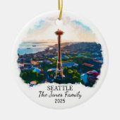 Gepersonaliseerde Seattle Ornament, Washington Sta Keramisch Ornament (Voorkant)