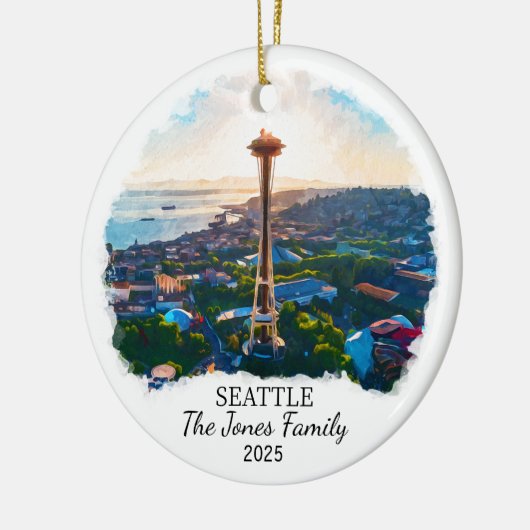 Gepersonaliseerde Seattle Ornament, Washington Sta Keramisch Ornament (Links)