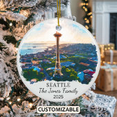 Gepersonaliseerde Seattle Ornament, Washington Sta Keramisch Ornament