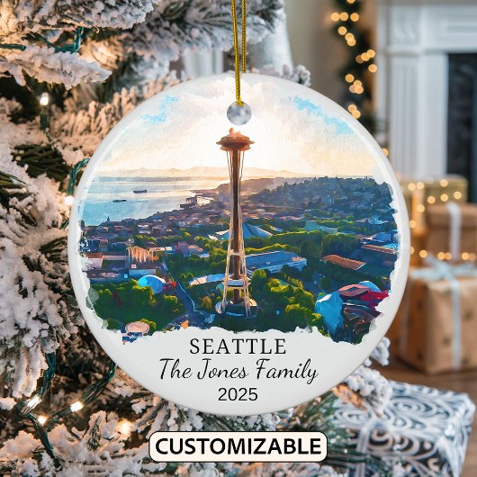 Gepersonaliseerde Seattle Ornament, Washington Sta Keramisch Ornament