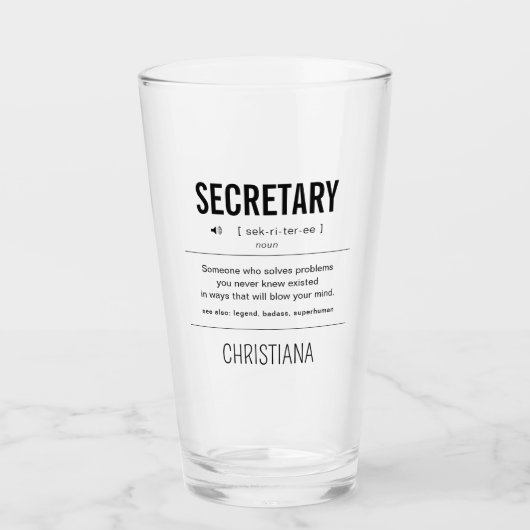 Gepersonaliseerde Secretaris Grappig Glas (Voorkant)