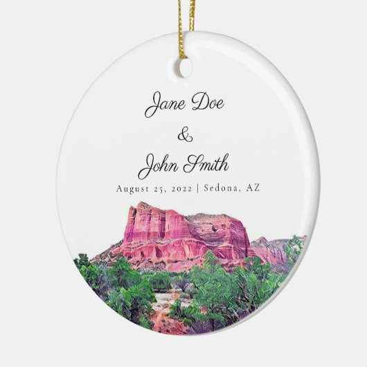 Gepersonaliseerde Sedona Arizona Wedding Keramisch Ornament (Links)