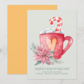 Gepersonaliseerde seizoensgroeten: warme chocolade feestdagenkaart (Voorkant / Achterkant)