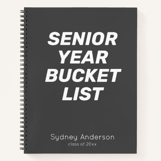 Gepersonaliseerde Senior Bucket List Zwart Afstude Notitieboek (Voorkant)