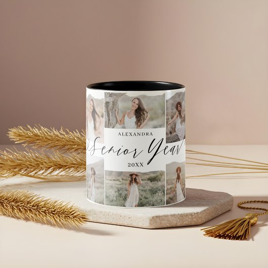 Gepersonaliseerde Senior Jaar Fotocollage Keepsake Tweekleurige Koffiemok