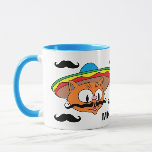 Gepersonaliseerde senor Gato Handlebar Mustache Mok (Links)