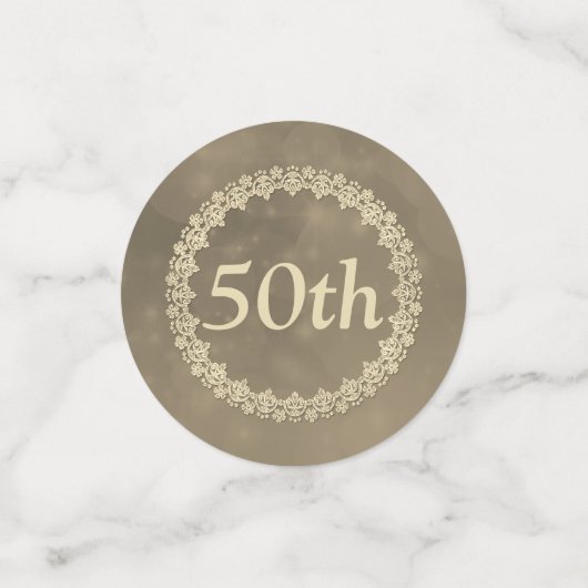 Gepersonaliseerde Sepia bruin grijs 50ste verjaard Confetti (Kleine voorkant)