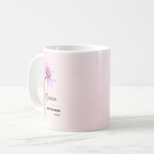 Gepersonaliseerde September Flower Mok (Voorkant links)