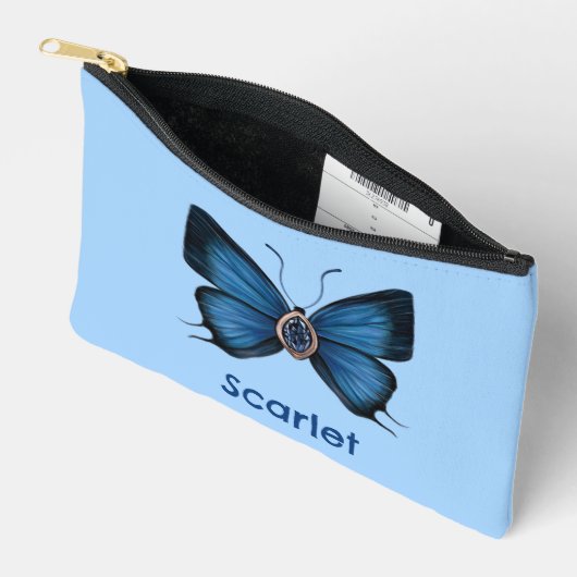 Gepersonaliseerde September Geboorte Blauwe Vlinde Etui (Open)