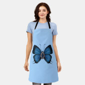 Gepersonaliseerde September Geboorte Blauwe Vlinde Schort (Gedragen)