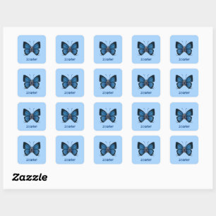 Gepersonaliseerde September Geboorte Blauwe Vlinde Vierkante Sticker