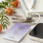 Gepersonaliseerde September Geboorte Bloem Aster S Sleutelhanger (Voorkant Rechts)