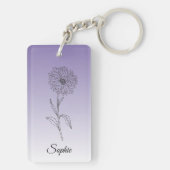 Gepersonaliseerde September Geboorte Bloem Aster S Sleutelhanger (achterkant)