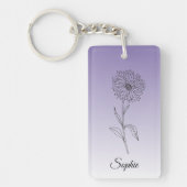 Gepersonaliseerde September Geboorte Bloem Aster S Sleutelhanger (Voorkant)