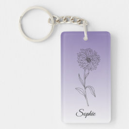 Gepersonaliseerde September Geboorte Bloem Aster S Sleutelhanger