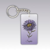 Gepersonaliseerde September Geboorte Bloem Aster S Sleutelhanger