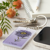 Gepersonaliseerde September Geboorte Bloem Aster S Sleutelhanger (Voorkant Rechts)