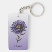 Gepersonaliseerde September Geboorte Bloem Aster S Sleutelhanger (achterkant)