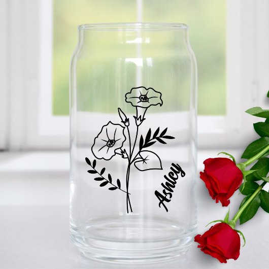 Gepersonaliseerde September Geboorte Bloem Morning Blikvorm Glas