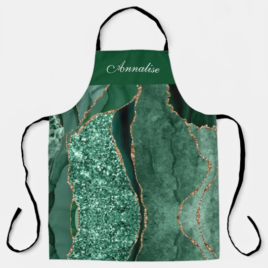 Gepersonaliseerde Sequin Green Agate Schort (Voorkant)