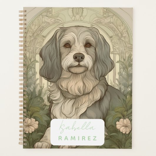 Gepersonaliseerde serene hondenplanner met naam planner (Voorkant)