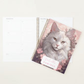 Gepersonaliseerde Serene Witte Kat Planner met Naa (Display)