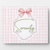 Gepersonaliseerde Serenity Baby Girl Nursery Bow Fotoplaat (Voorkant)