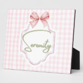 Gepersonaliseerde Serenity Baby Girl Nursery Bow Fotoplaat (Zijkant)