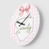 Gepersonaliseerde Serenity Baby Girl Nursery Bow Grote Klok (Hoek)