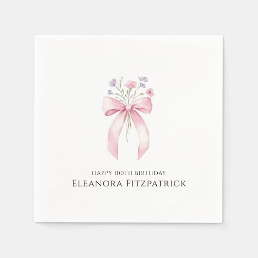 Gepersonaliseerde servetten 100e verjaardag Bow Wi (Voorkant)