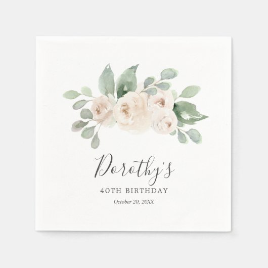 Gepersonaliseerde servetten 40e verjaardag White R (Voorkant)