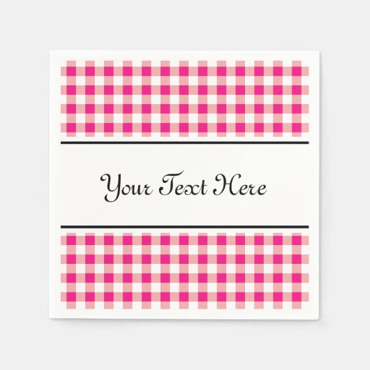 Gepersonaliseerde servetten | red gingham pattern (Voorkant)