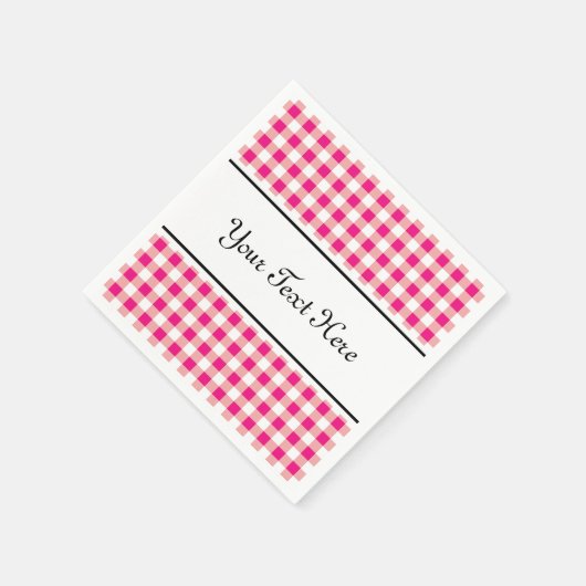 Gepersonaliseerde servetten | red gingham pattern (Hoek)