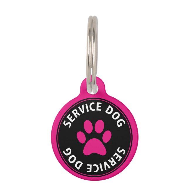 Gepersonaliseerde Service Hond Roze Huisdier Tag Huisdierpenning (Voorkant)