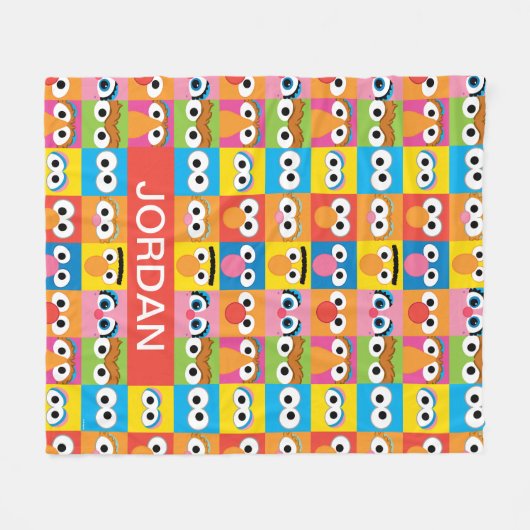 Gepersonaliseerde Sesamstraat karakter ogen patroo Fleece Deken (Voorkant (Horizontaal))