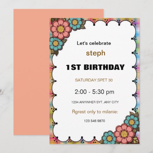 Gepersonaliseerde Sesamstraat verjaardagsuitnodigi Kaart (Voorkant / Achterkant)