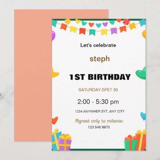 Gepersonaliseerde Sesamstraat verjaardagsuitnodigi Kaart (Voorkant / Achterkant)