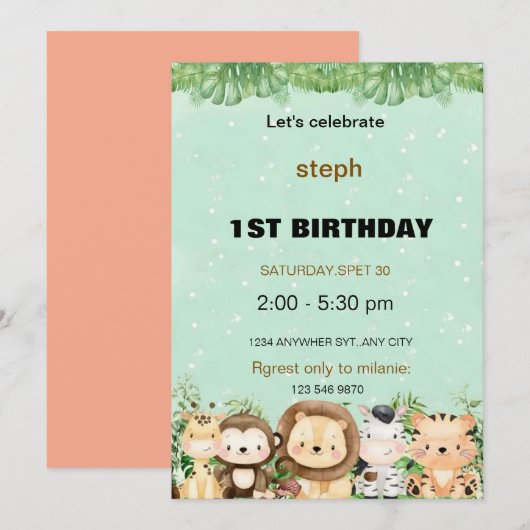 Gepersonaliseerde Sesamstraat verjaardagsuitnodigi Kaart (Voorkant / Achterkant)