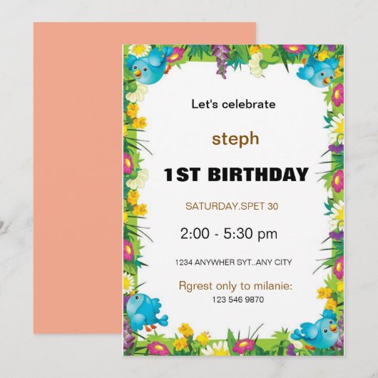 Gepersonaliseerde Sesamstraat verjaardagsuitnodigi Kaart (Voorkant / Achterkant)