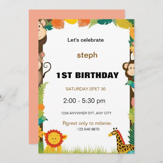 Gepersonaliseerde Sesamstraat verjaardagsuitnodigi Kaart (Voorkant / Achterkant)