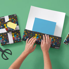 Gepersonaliseerde Sesamstraat Vrienden Birthday Cadeaupapier