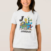 Gepersonaliseerde Sesamstraat Vrienden Tri-Blend Shirt (Voorkant)